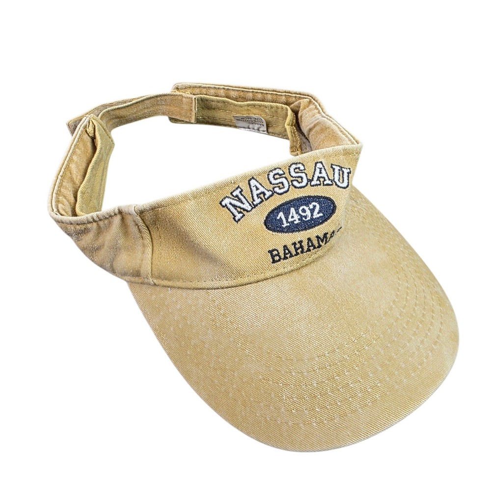 Nassau Sun Visor Unisex 58cm Yellow Good Embroidered Bahamas 1492 Cotton Hat
